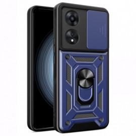 Coverup Armor Ring Kickstand Back Cover met Camera Shield - OPPO A58 Hoesje - Blauw