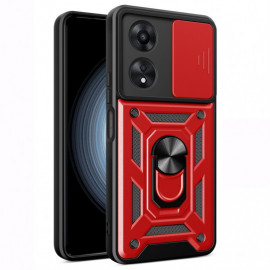 Coverup Armor Ring Kickstand Back Cover met Camera Shield - OPPO A58 Hoesje - Rood