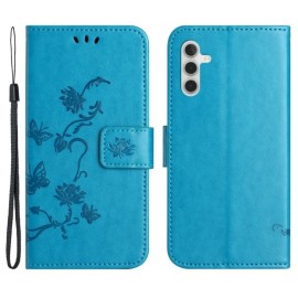 Coverup Bloemen & Vlinders Book Case - Samsung Galaxy S25 / S24 Hoesje - Blauw