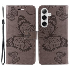 Coverup Vlinders Book Case - Samsung Galaxy S25 Plus / S24 Plus Hoesje - Taupe Grijs