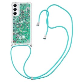 Coverup Liquid Glitter Back Cover met Koord - Samsung Galaxy A05s Hoesje - Groen