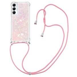 Coverup Liquid Glitter Back Cover met Koord - Samsung Galaxy A05s Hoesje - Pink