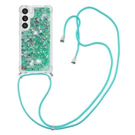 Coverup Liquid Glitter Back Cover met Koord - Samsung Galaxy S24 Hoesje - Groen