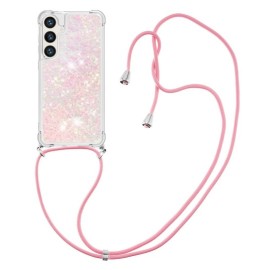 Coverup Liquid Glitter Back Cover met Koord - Samsung Galaxy S24 Hoesje - Pink