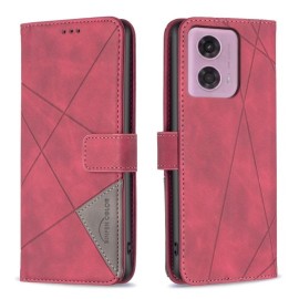 BINFEN Geometric Book Case - Motorola Moto G34 Hoesje - Rood