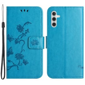 Coverup Bloemen & Vlinders Book Case - Samsung Galaxy A25 Hoesje - Blauw