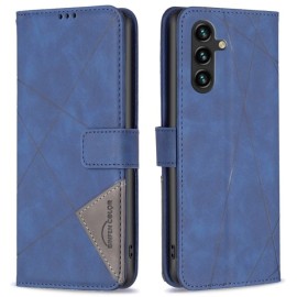 BINFEN Geometric Book Case - Samsung Galaxy A05s Hoesje - Blauw