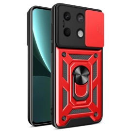 Coverup Armor Ring Kickstand Back Cover met Camera Shield - Xiaomi Redmi Note 13 5G Hoesje - Rood