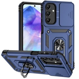 Coverup Armor Ring Kickstand Back Cover met Camera Shield - Samsung Galaxy A35 Hoesje - Blauw