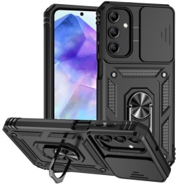 Coverup Armor Ring Kickstand Back Cover met Camera Shield - Samsung Galaxy A35 Hoesje - Zwart