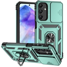 Coverup Armor Ring Kickstand Back Cover met Camera Shield - Samsung Galaxy A35 Hoesje - Mintgroen