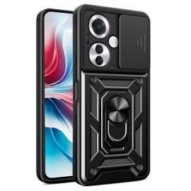 Coverup Armor Ring Kickstand Back Cover met Camera Shield - OPPO Reno11 F 5G Hoesje - Zwart