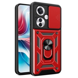 Coverup Armor Ring Kickstand Back Cover met Camera Shield - OPPO Reno11 F 5G Hoesje - Rood