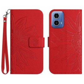 Coverup Zonnebloem Book Case met Koord - Motorola Moto G85 Hoesje - Rood