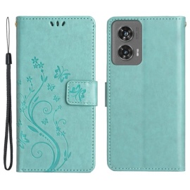 Coverup Bloemen & Vlinders Book Case - Motorola Edge 50 Fusion Hoesje - Mintgroen