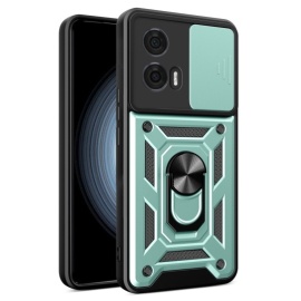 Coverup Armor Ring Kickstand Back Cover met Camera Shield - Motorola Edge 50 Fusion Hoesje - Mintgroen