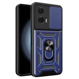 Coverup Armor Ring Kickstand Back Cover met Camera Shield - Motorola Edge 50 Fusion Hoesje - Blauw