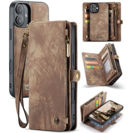 CaseMe 008 2-in-1 Book Case & Back Cover met Portemonnee - iPhone 16 Hoesje - Bruin