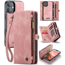 CaseMe 008 2-in-1 Book Case & Back Cover met Portemonnee - iPhone 16 Hoesje - Pink