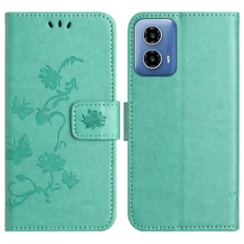 Coverup Bloemen & Vlinders Book Case - Motorola Moto G35 Hoesje - Mintgroen