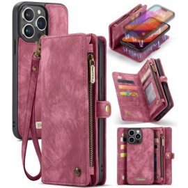 CaseMe 008 2-in-1 Book Case & Back Cover met Portemonnee - iPhone 16 Pro Hoesje - Roze