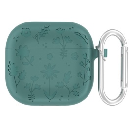 Coverup Bloemen Siliconen AirPods Case met Sleutelhanger - AirPods 4 Hoesje - Groen