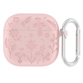 Coverup Bloemen Siliconen AirPods Case met Sleutelhanger - AirPods 4 Hoesje - Roze