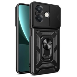 Coverup Armor Ring Kickstand Back Cover met Camera Shield - OPPO A40 / A40m / A60 5G Hoesje - Zwart