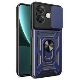 Coverup Armor Ring Kickstand Back Cover met Camera Shield - OPPO A40 / A40m / A60 5G Hoesje - Blauw