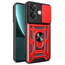 Coverup Armor Ring Kickstand Back Cover met Camera Shield - OPPO A40 / A40m / A60 5G Hoesje - Rood