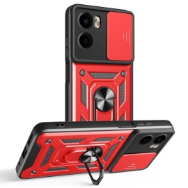 Coverup Armor Ring Kickstand Back Cover met Camera Shield - Motorola Moto G05 / E15 Hoesje - Rood