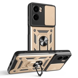 Coverup Armor Ring Kickstand Back Cover met Camera Shield - Motorola Moto G05 / E15 Hoesje - Goud