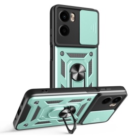 Coverup Armor Ring Kickstand Back Cover met Camera Shield - Motorola Moto G05 / E15 Hoesje - Mintgroen