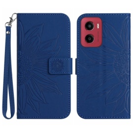 Coverup Zonnebloem Book Case met Koord - Motorola Moto G05 / E15 Hoesje - Blauw