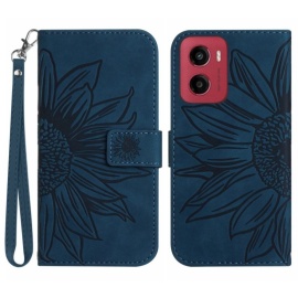 Coverup Zonnebloem Book Case met Koord - Motorola Moto G05 / E15 Hoesje - Donkerblauw