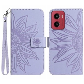 Coverup Zonnebloem Book Case met Koord - Motorola Moto G05 / E15 Hoesje - Lavendel