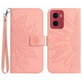 Coverup Zonnebloem Book Case met Koord - Motorola Moto G05 / E15 Hoesje - Roze