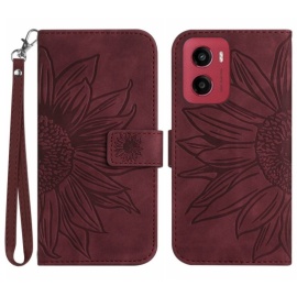 Coverup Zonnebloem Book Case met Koord - Motorola Moto G05 / E15 Hoesje - Bordeaux