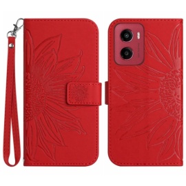 Coverup Zonnebloem Book Case met Koord - Motorola Moto G05 / E15 Hoesje - Rood