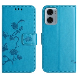 Coverup Bloemen & Vlinders Book Case - Motorola Moto G05 / E15 Hoesje - Blauw