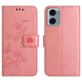 Coverup Bloemen & Vlinders Book Case - Motorola Moto G05 / E15 Hoesje - Roze