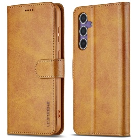 LC.IMEEKE Luxe Book Case - Samsung Galaxy S25 Plus Hoesje - Bruin