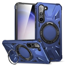 Coverup Heavy Duty Ring Kickstand Back Cover - MagSafe Compatible - Samsung Galaxy S25 Plus Hoesje - Blauw