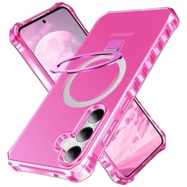 Coverup ShockProof TPU Back Cover met MagSafe Compatible Ring Kickstand - Samsung Galaxy S25 Plus / S24 Plus Hoesje - Roze