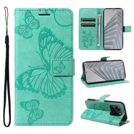 Coverup Vlinders Book Case - Xiaomi Redmi Note 14 4G Hoesje - Mintgroen