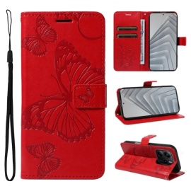 Coverup Vlinders Book Case - Xiaomi Redmi Note 14 4G Hoesje - Rood