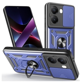 Coverup Armor Ring Kickstand Back Cover met Camera Shield - Xiaomi Poco X7 Pro Hoesje - Blauw