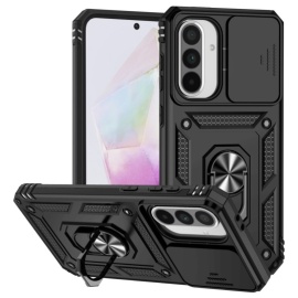 Coverup Armor Ring Kickstand Back Cover met Camera Shield - Samsung Galaxy A36 / A56 Hoesje - Zwart