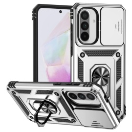 Coverup Armor Ring Kickstand Back Cover met Camera Shield - Samsung Galaxy A36 / A56 Hoesje - Grijs