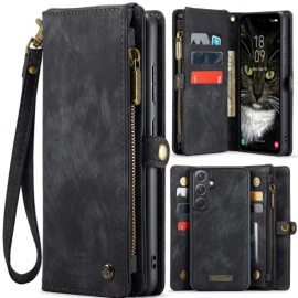 CaseMe 008 2-in-1 Book Case & Back Cover met Portemonnee - Samsung Galaxy A36 Hoesje - Zwart